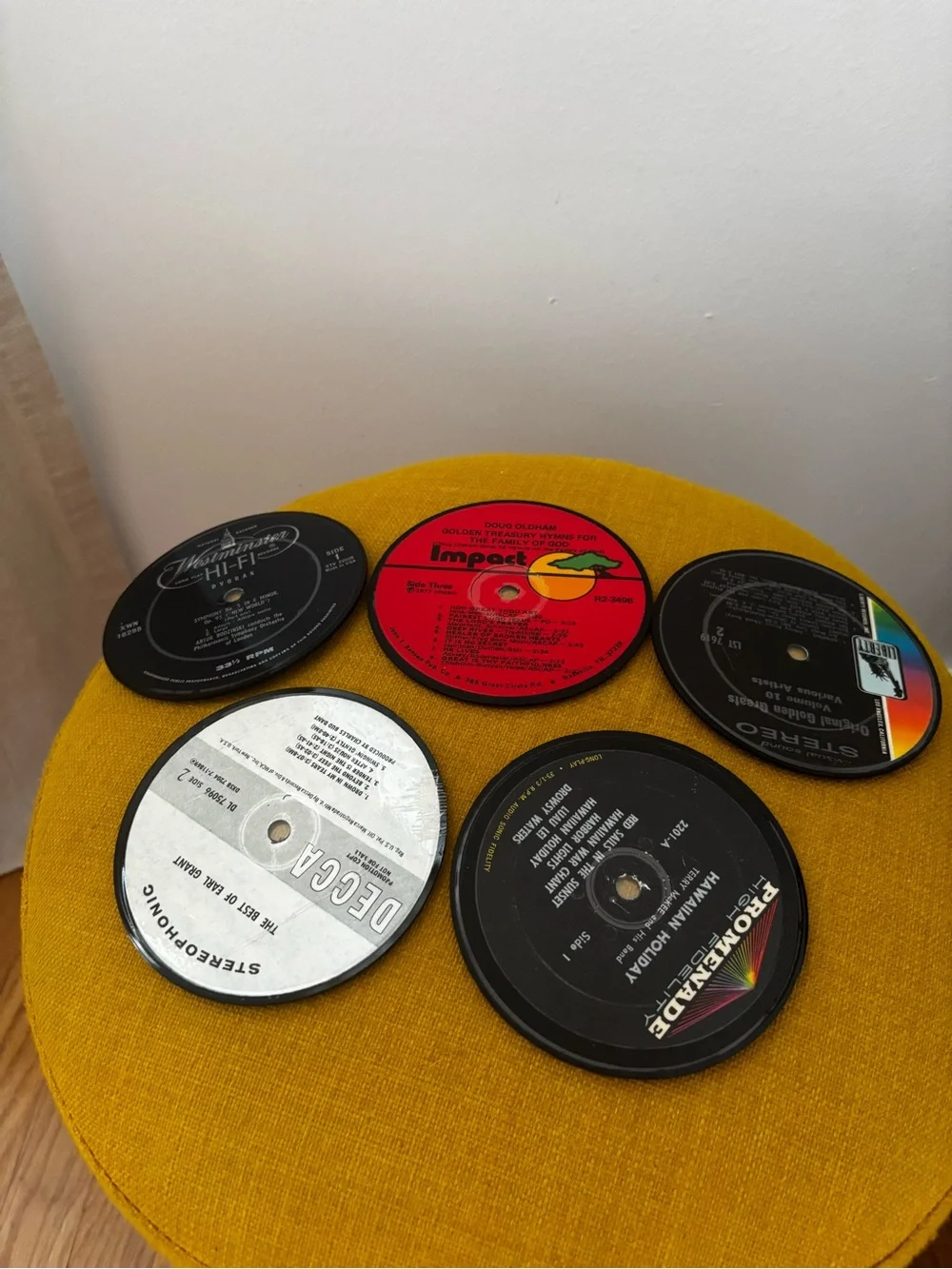 Black Vinyl Record Coasters - Set of 5